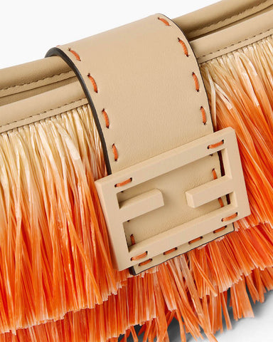 Tiered Raffia-Effect Fringe Shoulder Bag