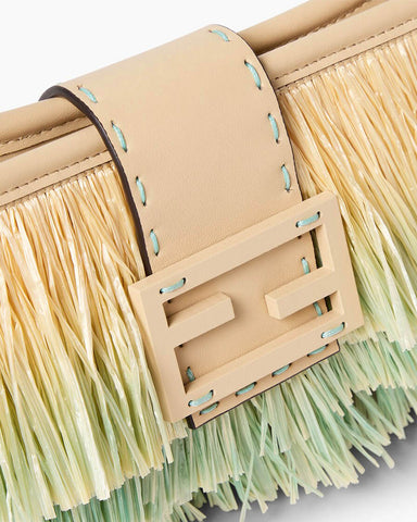 Tiered Raffia-Effect Fringe Shoulder Bag