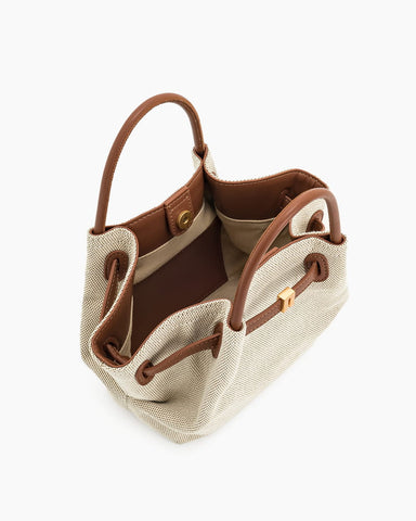 Structured Canvas Trapeze Top-Handle Bag