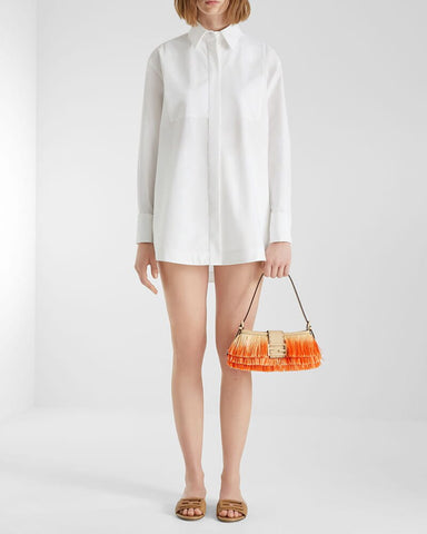 Tiered Raffia-Effect Fringe Shoulder Bag
