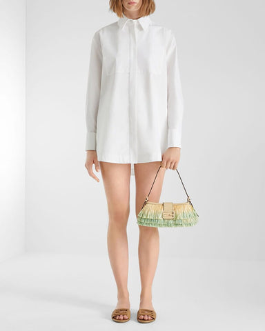 Tiered Raffia-Effect Fringe Shoulder Bag