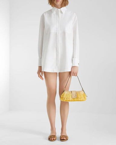 Tiered Raffia-Effect Fringe Shoulder Bag
