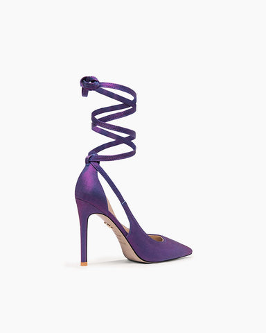 Purple Lace Up Stiletto High Heel Pumps