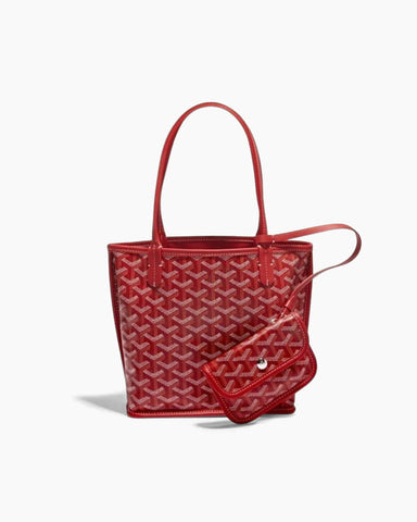 Mini Reversible Leather Canvas Tote Bag