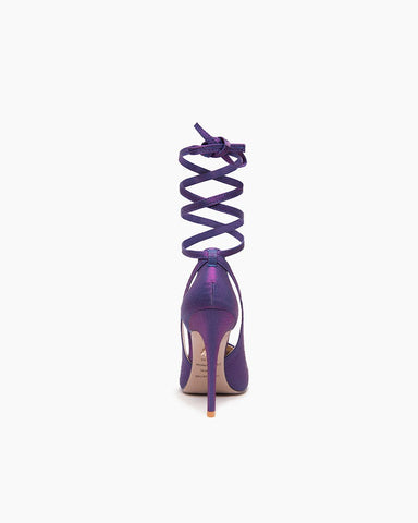 Purple Lace Up Stiletto High Heel Pumps