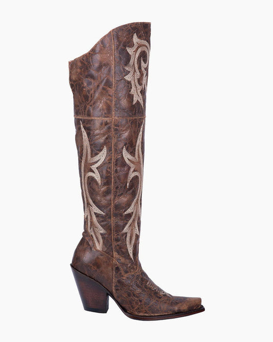 womens-romantic-date-graceful-brown-textured-tall-boots