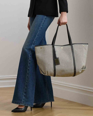 Women's Canvas & Leather Large Emerie Tote Bag