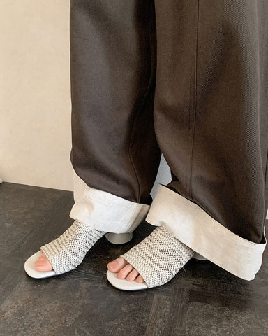 Woven Open-Toe Block-Heel Mule Sandals