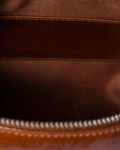 Compact Nappa Leather Bow-Accent Pouch Handbag