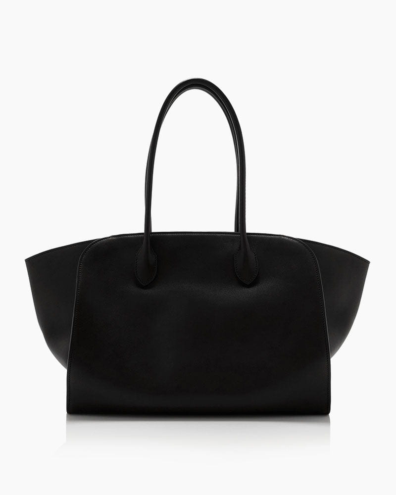 Matte Grained Saddle Leather Tote Tubular Handles