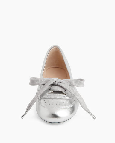 Soft Sheepskin Lace-Up Ballet Flats