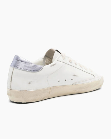 Women's Vintage Look White Skate Sneakers with Black Glitter Star