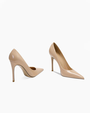 Leather Pointed Red-Sole Pumps