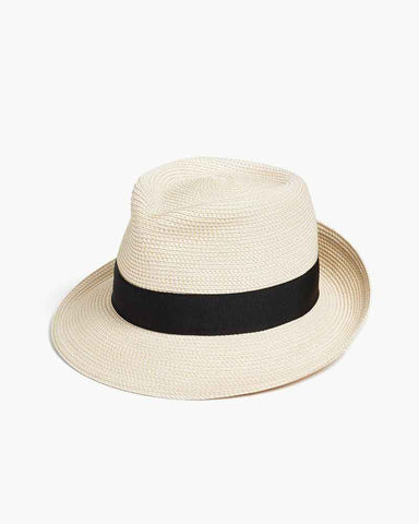 Natural Woven Straw Fedora Hat for Summer