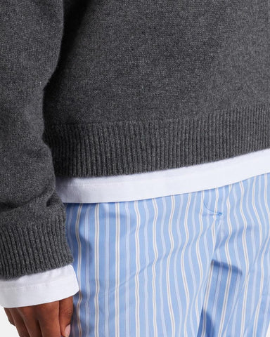 Layered Grey Cashmere Sweater for Modern Ivy League Aesthetics