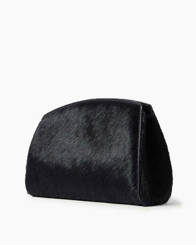 (Pre-sale)Leopard-Print Calf Hair Clutch with Gold Stud Detail