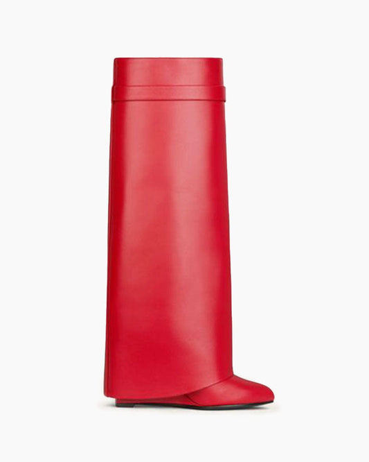 Women’s Midnight Padlock Wedge Red Boots