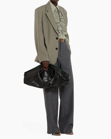 Large Black Leather Tote for Executive Daily Commutes