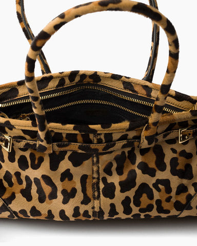 (Pre-sale)Medium Leopard Print Calf Hair Bag with Buckle Detail