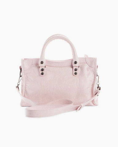 Light Pink Crinkled Leather Handbag
