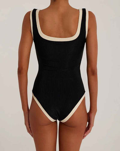 Beach & Resort Ribbed Button One-Piece Swimsuit