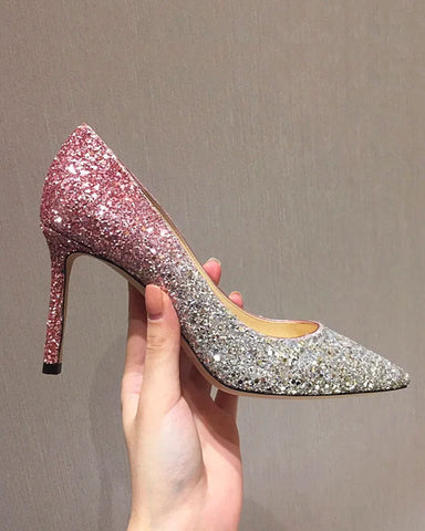 Sparkly Gradient Color Pumps Sequins 8 cm Stiletto Heels Pumps