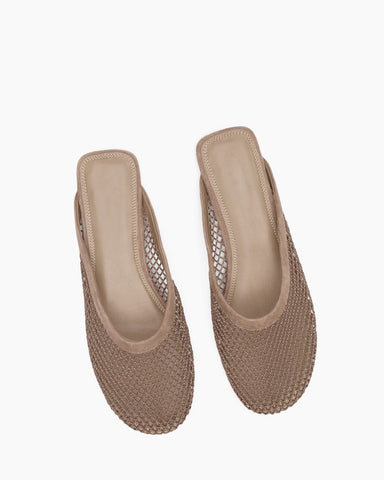Women’s Mesh Vamp Leather-Trim Mule Flats