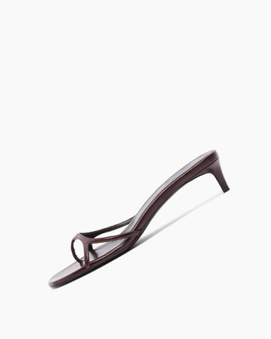Women’s Burgundy Slim Strap Kitten Heel Sandals