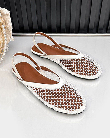 Minimalist Mesh Round-Toe Slingback Flats
