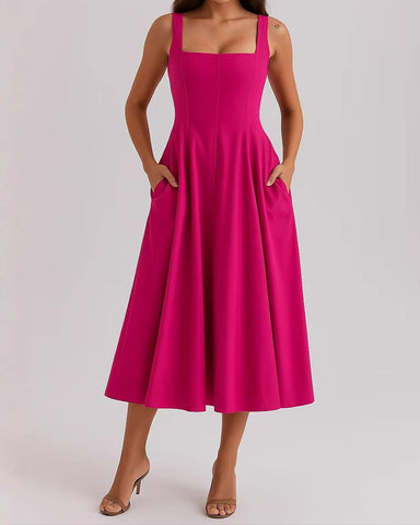 Sweet Floral Lace-back Midi Sundress