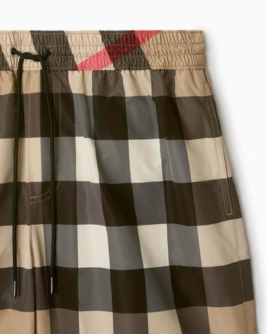 Summer Beach Drawstring Check Swim Shorts