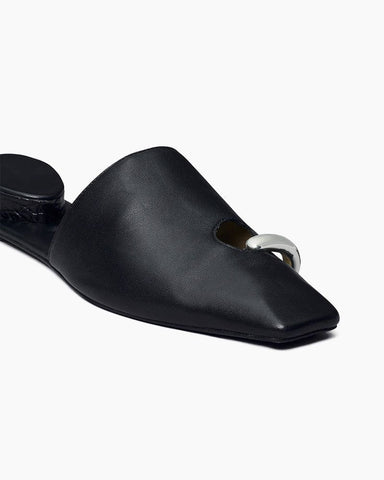 Obsidian Grace Pearl-Inlaid Open Mules