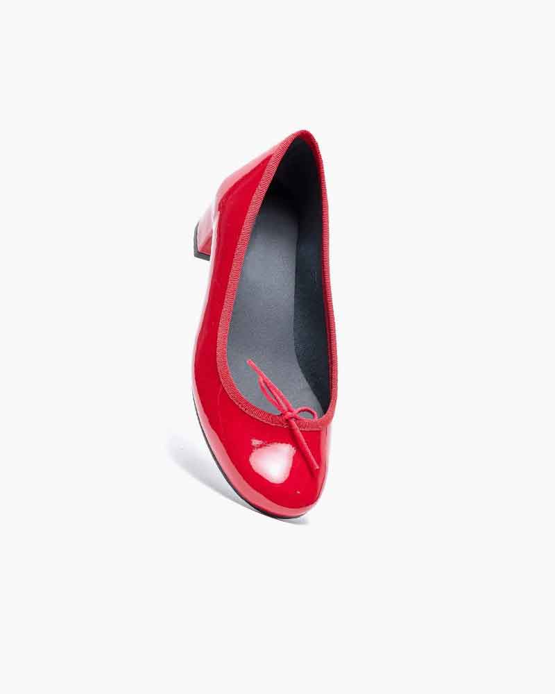Women’s Red Patent Leather Bow Low Heel Mary Jane Pumps