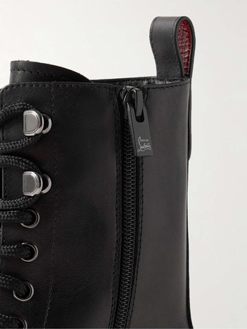 Men’s Black Leather Lug Sole Combat Boots