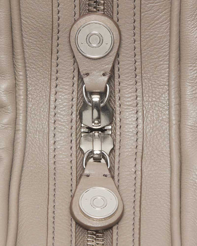 Multi Pocket Leather Shoulder Bag Zip Details