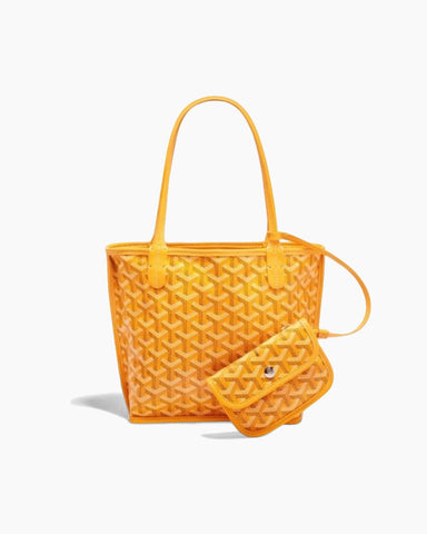 Mini Reversible Leather Canvas Tote Bag
