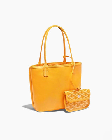 Mini Reversible Leather Canvas Tote Bag