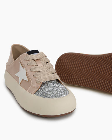 Satin Platform Sneakers With Foldable Heel Tab