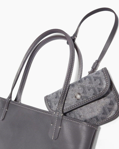 Mini Reversible Leather Canvas Tote Bag
