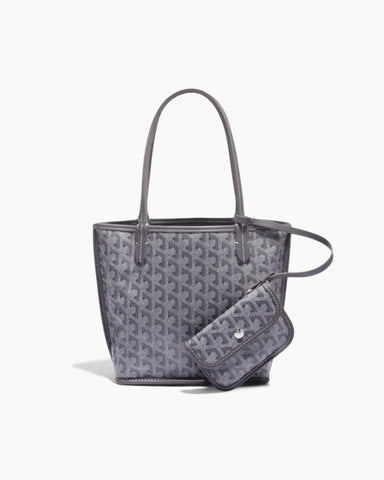 Mini Reversible Leather Canvas Tote Bag