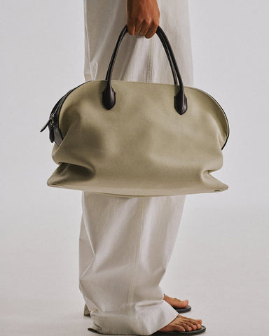 Soft Structured Canvas Leather Handle Tote
