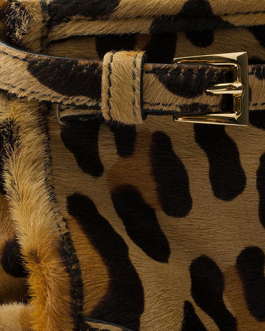 (Pre-sale)Medium Leopard Print Calf Hair Bag with Buckle Detail