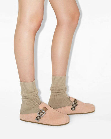 Check Pattern Suede Urchin Clogs