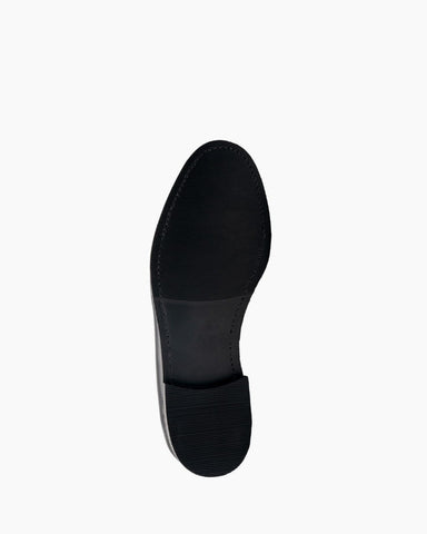 Men’s Polished Black Leather Penny Loafers with Low Heel