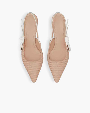 Modern Black Fabric Evening Pumps with Knot Strap Detail