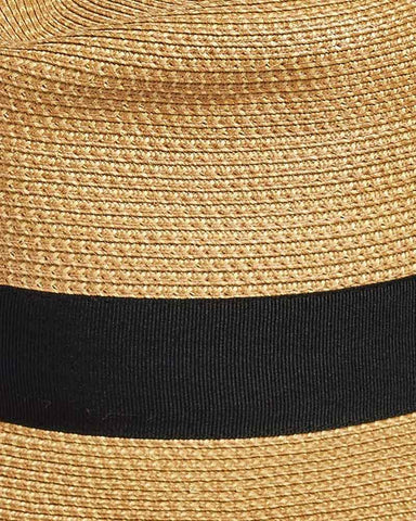 Natural Woven Straw Fedora Hat for Summer