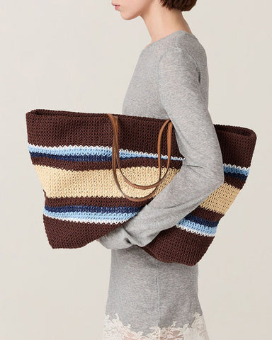 Summer Vacation Raffia Effect Woven Beach Bag