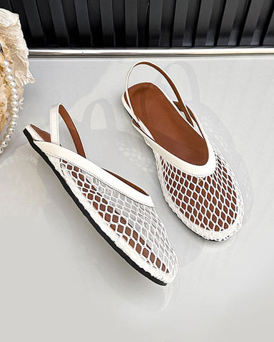 Minimalist Mesh Round-Toe Slingback Flats