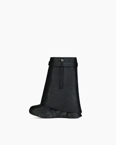 Silver Lock Biker Ankle Boots