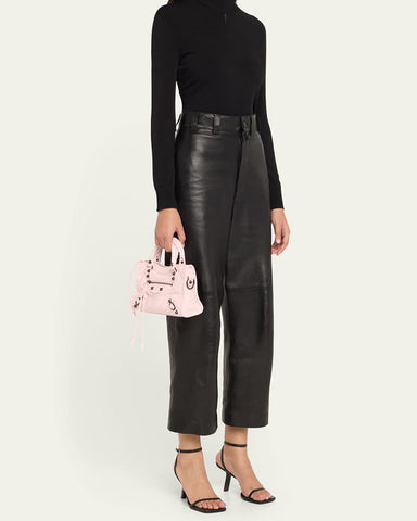 Blush Pink Studded Leather Mini Tote
